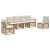 vidaXL Outdoor-Sofagarnitur 6 pcs Nat&uuml;rlich und Cremwei&szlig; Polyester