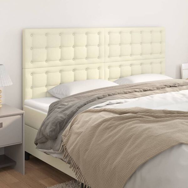 vidaXL Kopfteil Creme 200x5x118/128 cm Kunstleder