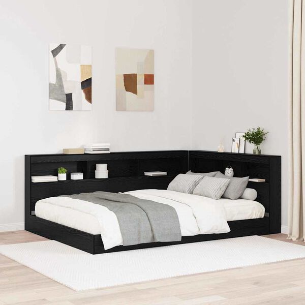 vidaXL Aufbewahrungskopfteil Schwarz Eichen-Optik 140 cm Holzwerkstoff