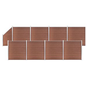 vidaXL WPC Zaun-Set 8 Quadrate + 1 Schr&auml;ge 1484x186 cm Braun