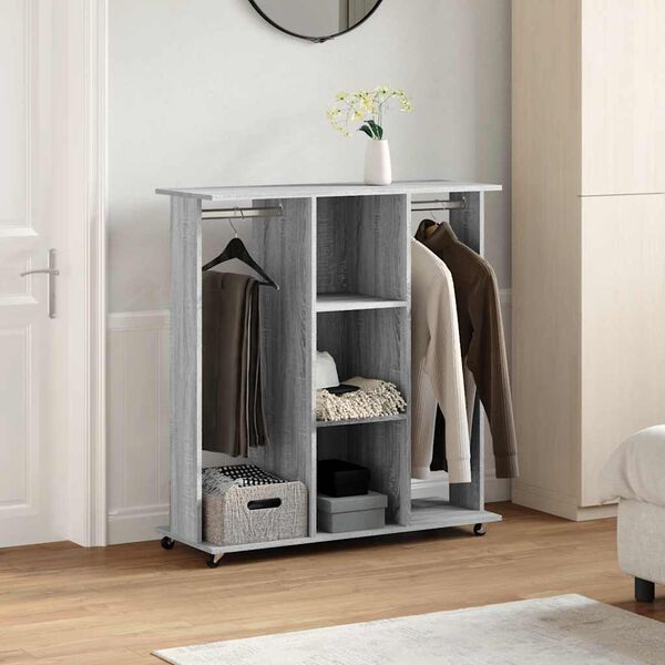 vidaXL Kleiderst&auml;nder mit Rollen Grau Sonoma 102x38x110 cm