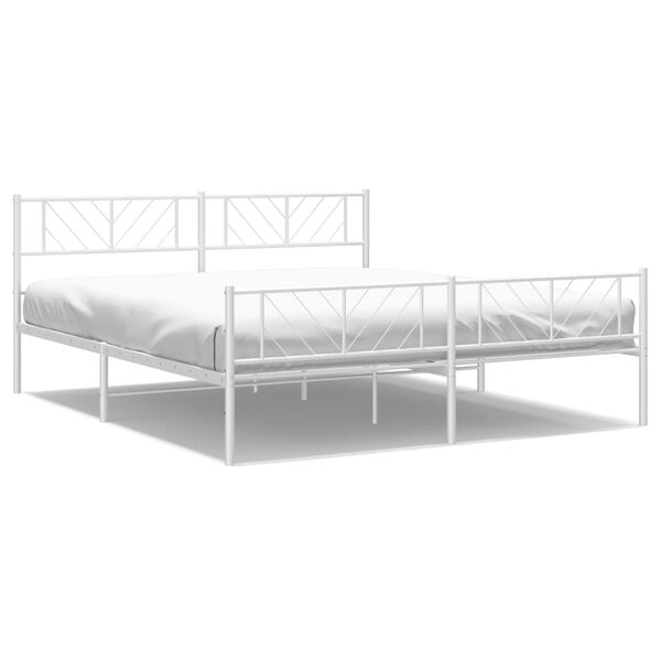 vidaXL Bettgestell mit Kopf- und Fu&szlig;teil Metall Wei&szlig; 183x213 cm