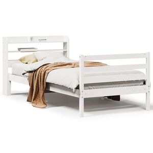 vidaXL Bettgestell mit Kopfteil ohne Matratze Wei&szlig; 90x190 cm