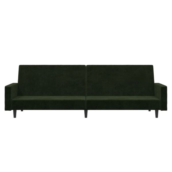 vidaXL Schlafsofa 2-Sitzer Dunkelgr&uuml;n Samt
