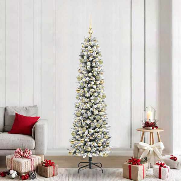 vidaXL K&uuml;nstlicher Weihnachtsbaum mit 300 LEDs mit St&auml;nder Wei&szlig; 210 cm