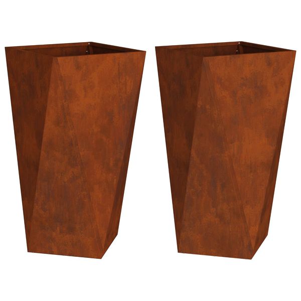 vidaXL Pflanzk&uuml;bel 2 pcs Rostig 40 x 40 x 75 cm Wetterfeststahl