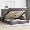 vidaXL Ottoman-Bett mit Matratzen Grau 200x200 cm Kunstleder
