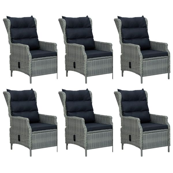 vidaXL 7-tlg. Garten-Essgruppe Hellgrau Poly Rattan