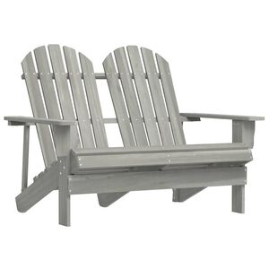 vidaXL Adirondack-Gartenbank 2-Sitzer Massivholz Tanne Grau