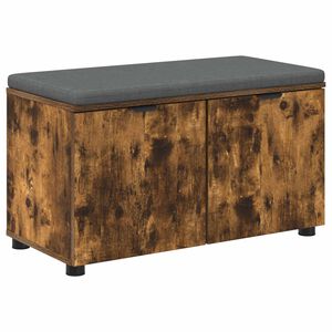 vidaXL Flurbank mit Kissen mit Regal Ger&auml;ucherte Eiche 80 x 38 x 46 cm