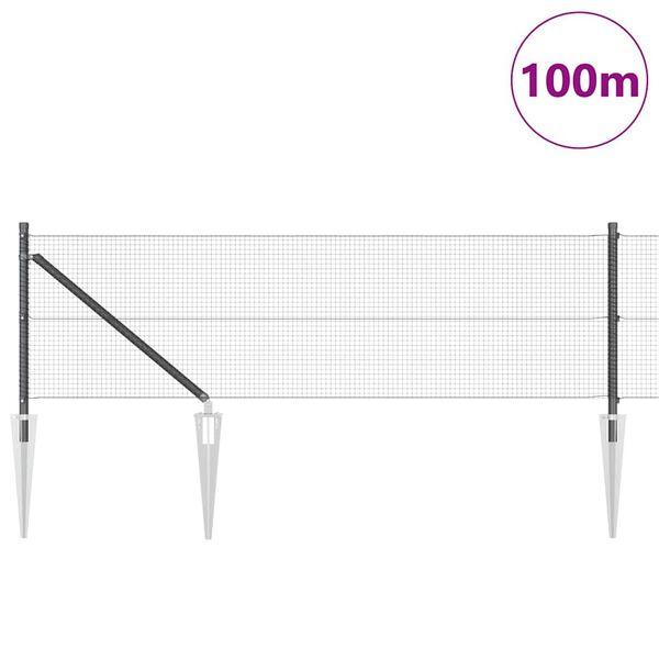 vidaXL Zaunpfosten Grau 100 x 0,4 m (16 x 16 mm Maschen) Stahl und PVC