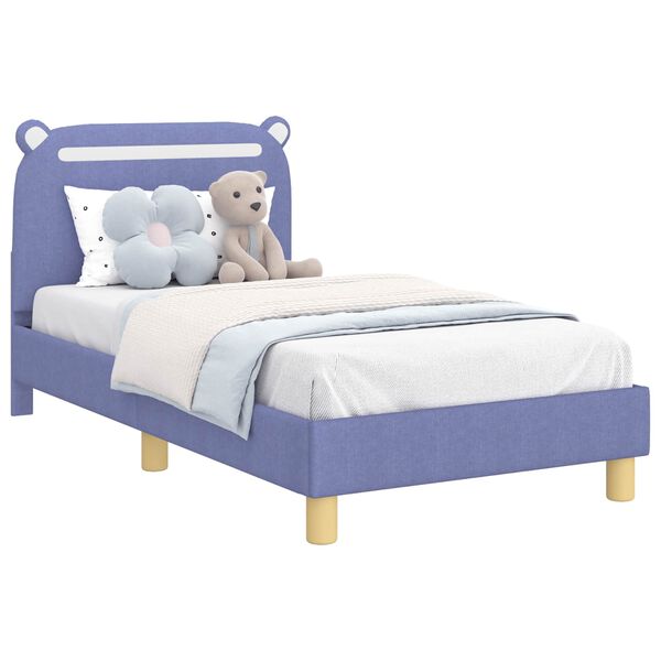 vidaXL Kinderbettgestell mit Kopfteil Jeans blau 80 x 160 cm Stoff