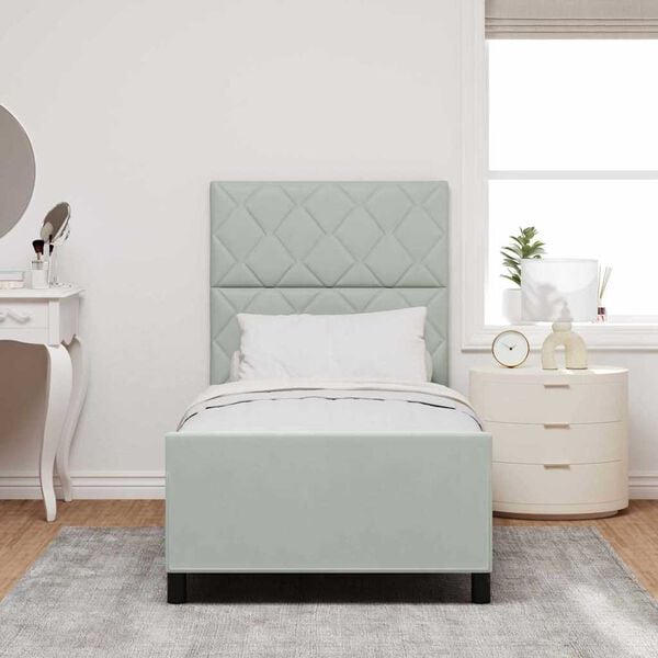 vidaXL Boxspringbett mit Kopfteil Hellgrau 100 x 200 cm Samt