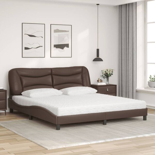 vidaXL Bett mit Matratze "Hvar" Braun 180x200 cm Kunstleder