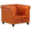 vidaXL Chesterfield-Sessel Hellbraun Echtleder