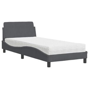vidaXL Bett mit Matratze "Dover" Dunkelgrau 80x200 cm Samt