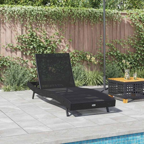 vidaXL Sonnenliege Schwarz 197 x 70 x 82 cm Poly-Rattan