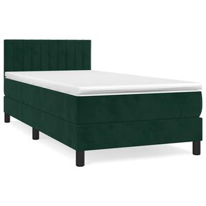 vidaXL Boxspringbett mit Matratze Dunkelgr&uuml;n 80x200 cm Samt