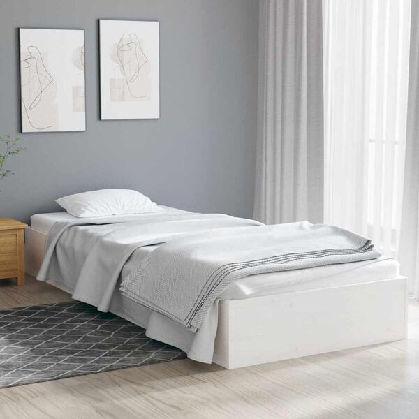 vidaXL Massivholzbett ohne Matratze Wei&szlig; 75x190 cm
