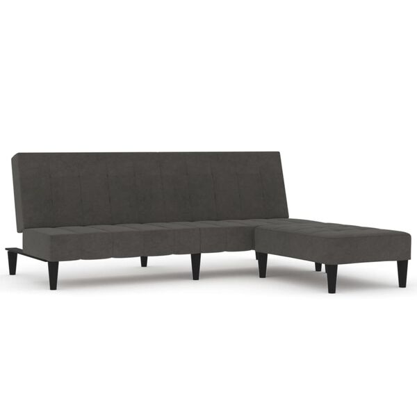 vidaXL Schlafsofa 2-Sitzer mit Hocker Dunkelgrau Mikrofasergewebe