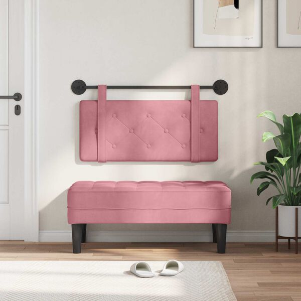 vidaXL H&auml;ngevorderseite Wandmontiert Rosa 90 x 55 x 5 cm Samt