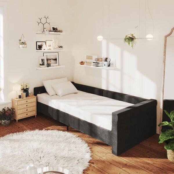 vidaXL Tagesbett mit Matratze USB Schwarz Stoff 90x200 cm