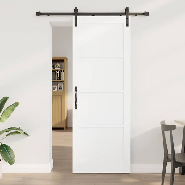 vidaXL Schiebet&uuml;r Wei&szlig; 78 x 211 cm Massives Kiefernholz