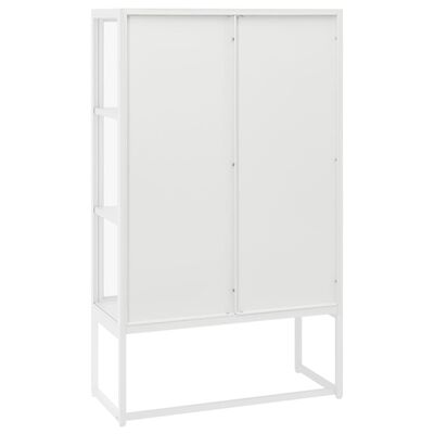 vidaXL Highboard Weiß 80x35x135 cm Stahl und Gehärtetes Glas