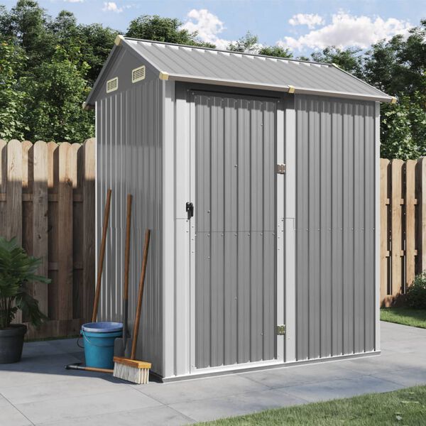 vidaXL Gartenhaus Hellgrau 192x152,5x237 cm Verzinkter Stahl