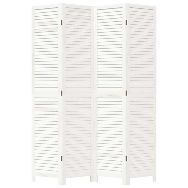 vidaXL 4-tlg. Raumteiler Wei&szlig; Massivholz Paulownia