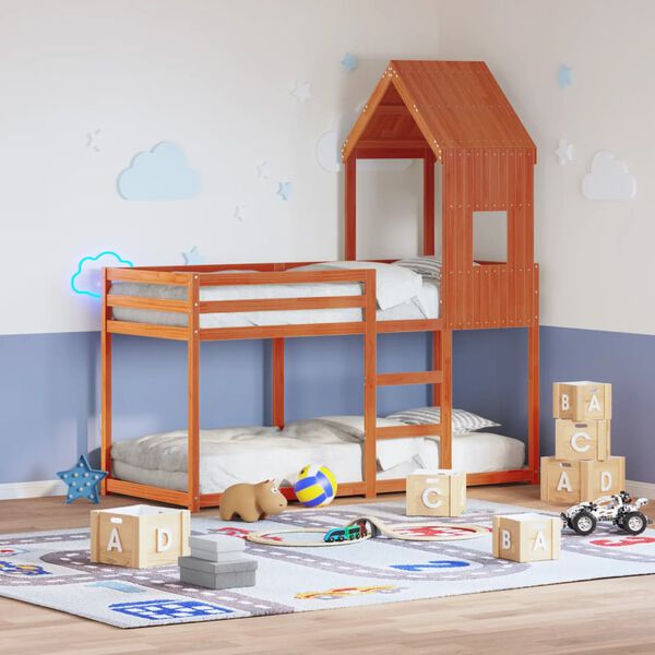 vidaXL Dach f&uuml;r Kinderbett Wachsbraun 60x99x139,5 cm Massivholz Kiefer