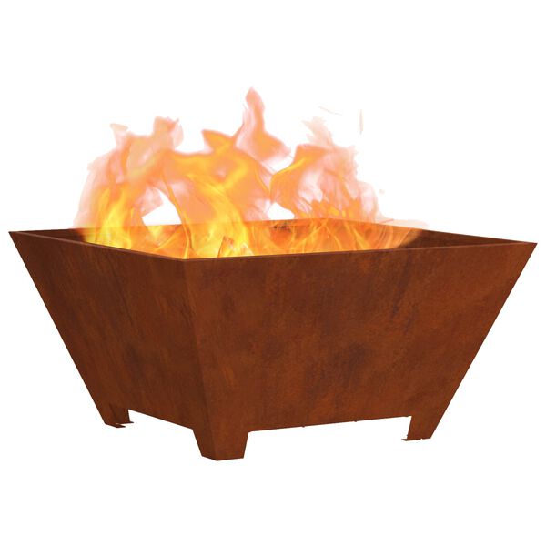 vidaXL Feuerstelle Braun 60 x 60 x 30 cm Wetterstahl