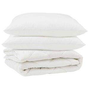 vidaXL Bettdecke mit Kissen 3 pcs Wei&szlig; Mikrofaser