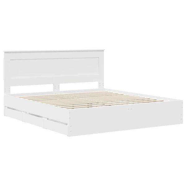 vidaXL Bettrahmen mit Schubladen Wei&szlig; 180 x 200 cm Ingenieurs Holz