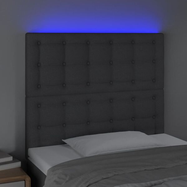 vidaXL LED Kopfteil Dunkelgrau 100x5x118/128 cm Stoff