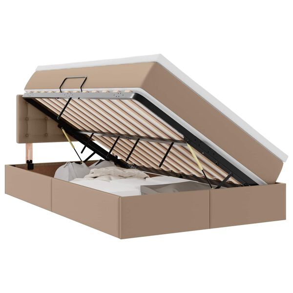 vidaXL Bett mit Stauraum und LED Cappuccino 120 x 190 cm Kunstleder