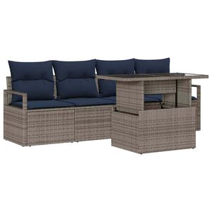 vidaXL Gartensofa-set 5 stk. 4-Sitzanzahl Grau Poly-Rattan