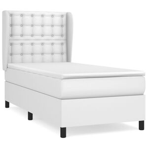 vidaXL Boxspringbett mit Matratze Wei&szlig; 80x200 cm Kunstleder