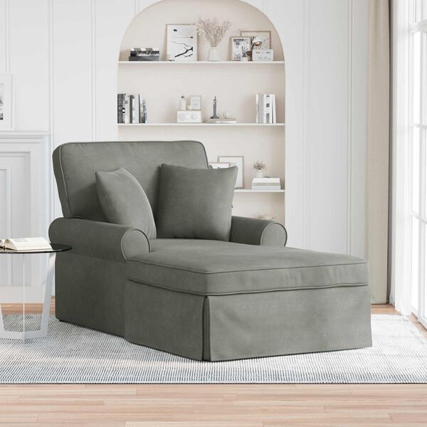 vidaXL Chaise Lounge mit Rock Hellgrau 91 x 157 x 91 cm Rippenstoff