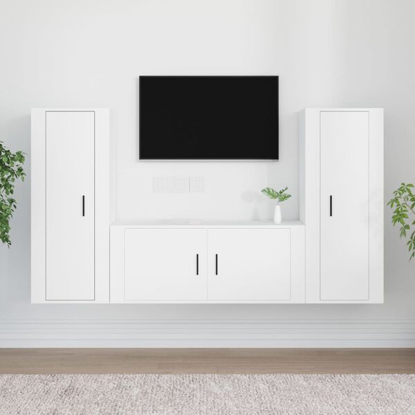 vidaXL 3-tlg. TV-Schrank-Set Wei&szlig; Holzwerkstoff