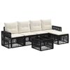 vidaXL Gartensofa-set 6 Stk. Schwarz und Cremewei&szlig; Poly-Rattan