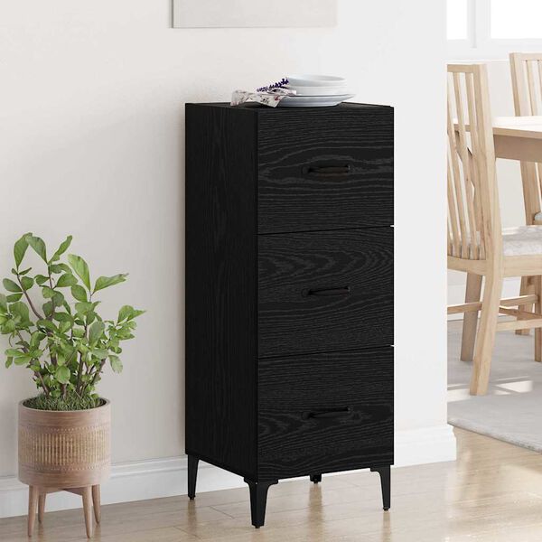 vidaXL Sideboard Schwarz Eichen-Optik 34,5 x 34 x 90 cm Holzwerkstoff
