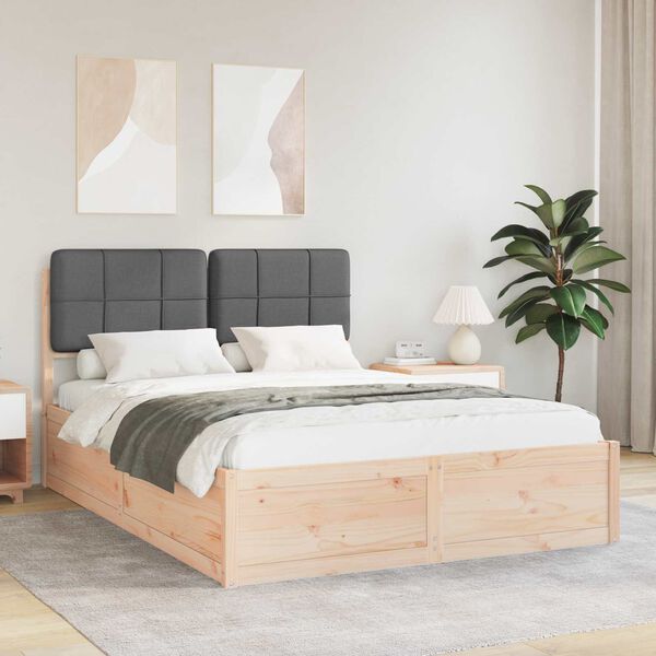 vidaXL Bettgestell mit gepolstertem Kopfteil Dunkelgrau 150 x 200 cm
