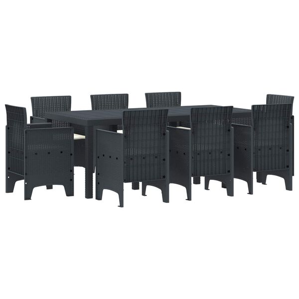 vidaXL Garten Essgruppe 9 pcs Anthrazit Polypropylen