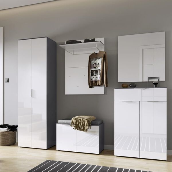 Germania Garderobenpaneel GW-Rimini 75x30x101 cm Graphit und Wei&szlig;