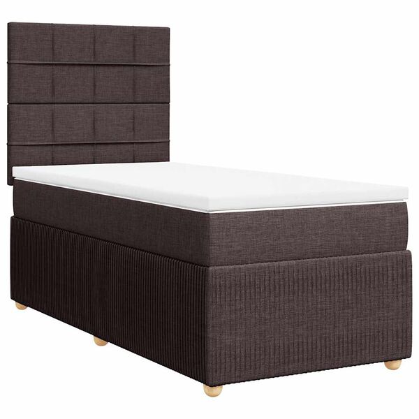 vidaXL Boxspringbett mit Matratze Dunkelbraun 100x200 cm Stoff