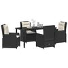 vidaXL Garten Essgruppe 5 pcs Schwarz Poly-Rattan