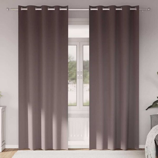 vidaXL Verdunkelungs-Vorh&auml;nge mit Ringen 2 pcs Dunkelbraun