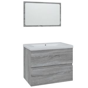 vidaXL Badm&ouml;bel-Set Grau Sonoma Holzwerkstoff