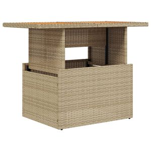 vidaXL Gartentisch Beige 100x55x73 cm Poly Rattan und Akazienholz
